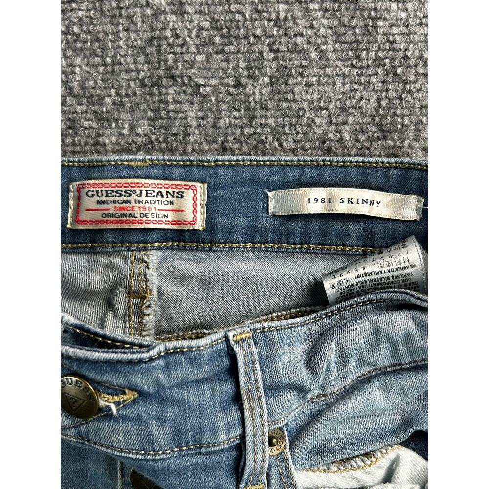 GUESS 1981 Skinny Jeans Women's US 8 Light Wash High Rise Button Fly - Picture 3 of 10